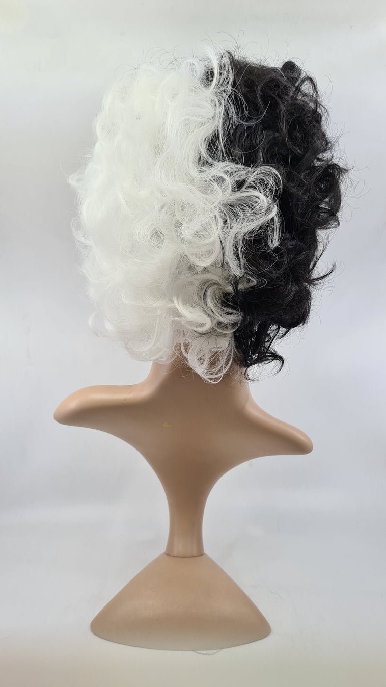 Wig- Estella/Cruella- Curly Black and White Wig- Estella/Cruella- Curly Black and White