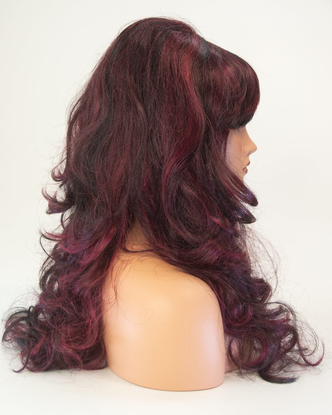 Black And Fuchsia 55cm Synthetic Hair Wig