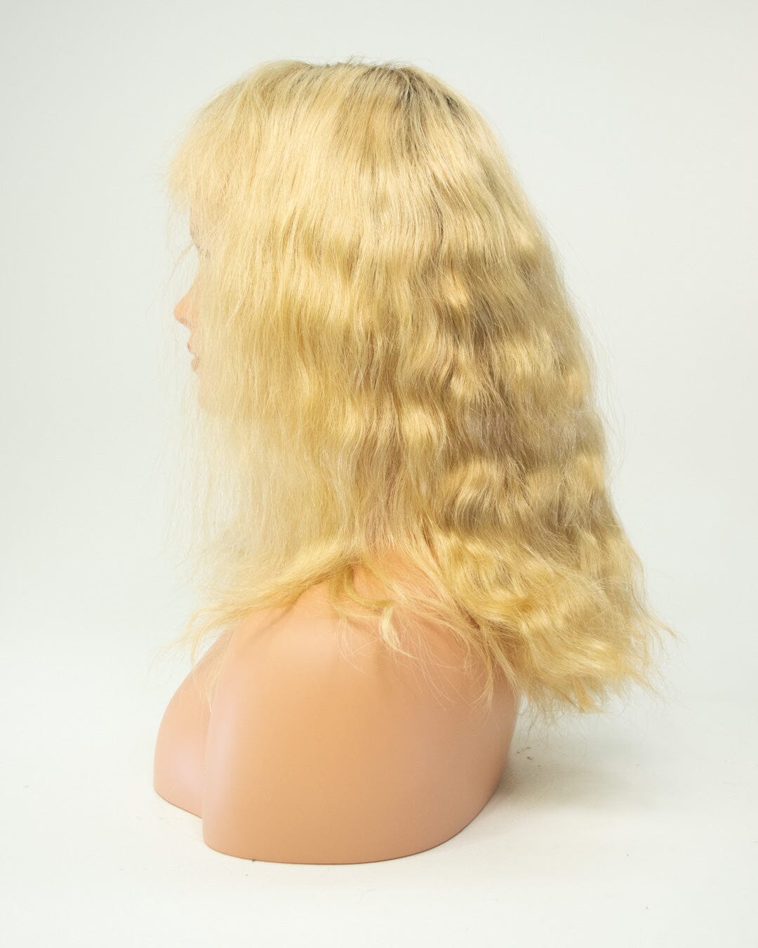 Blonde - Dark Roots 45cm Human Hair Wig