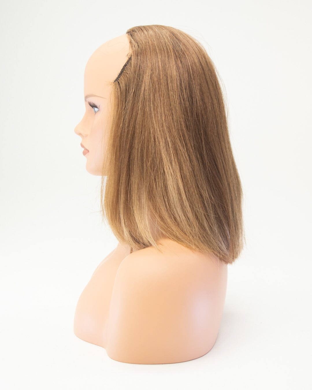 Blonde Streak Brown 35cm Human Hair Wig
