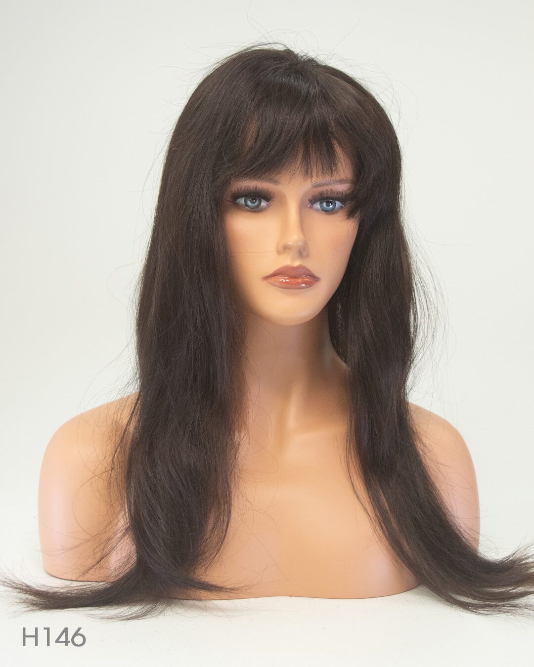 Dark Brown 65cm Human Hair Wig