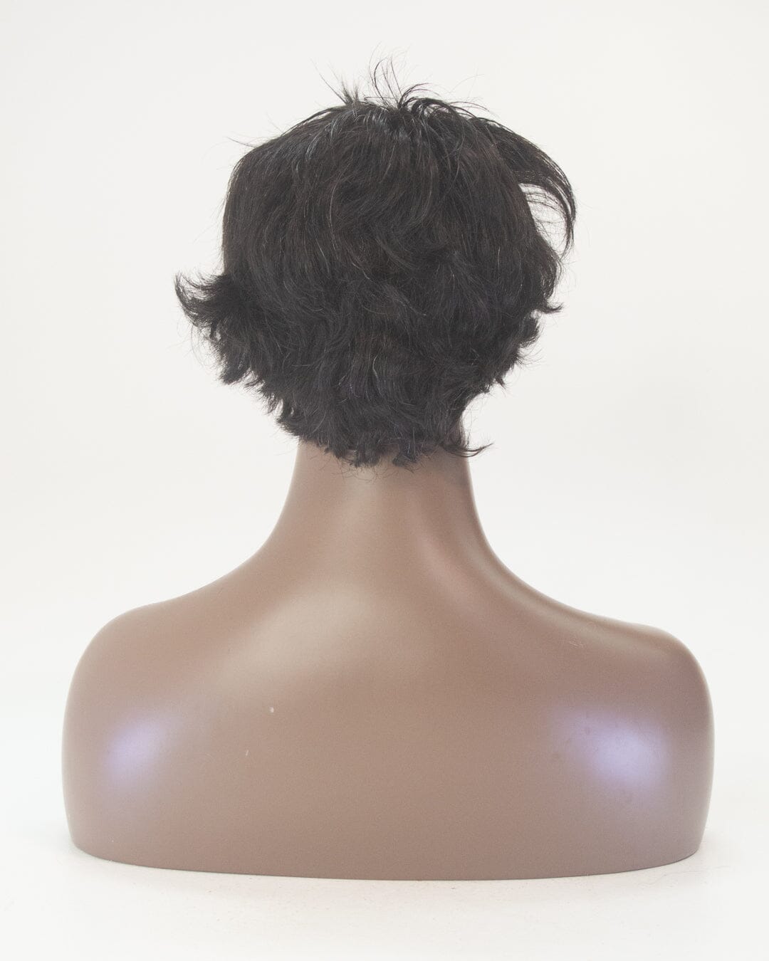 Dark Brown Grey Flecks Short Synthetic Hair Wig
