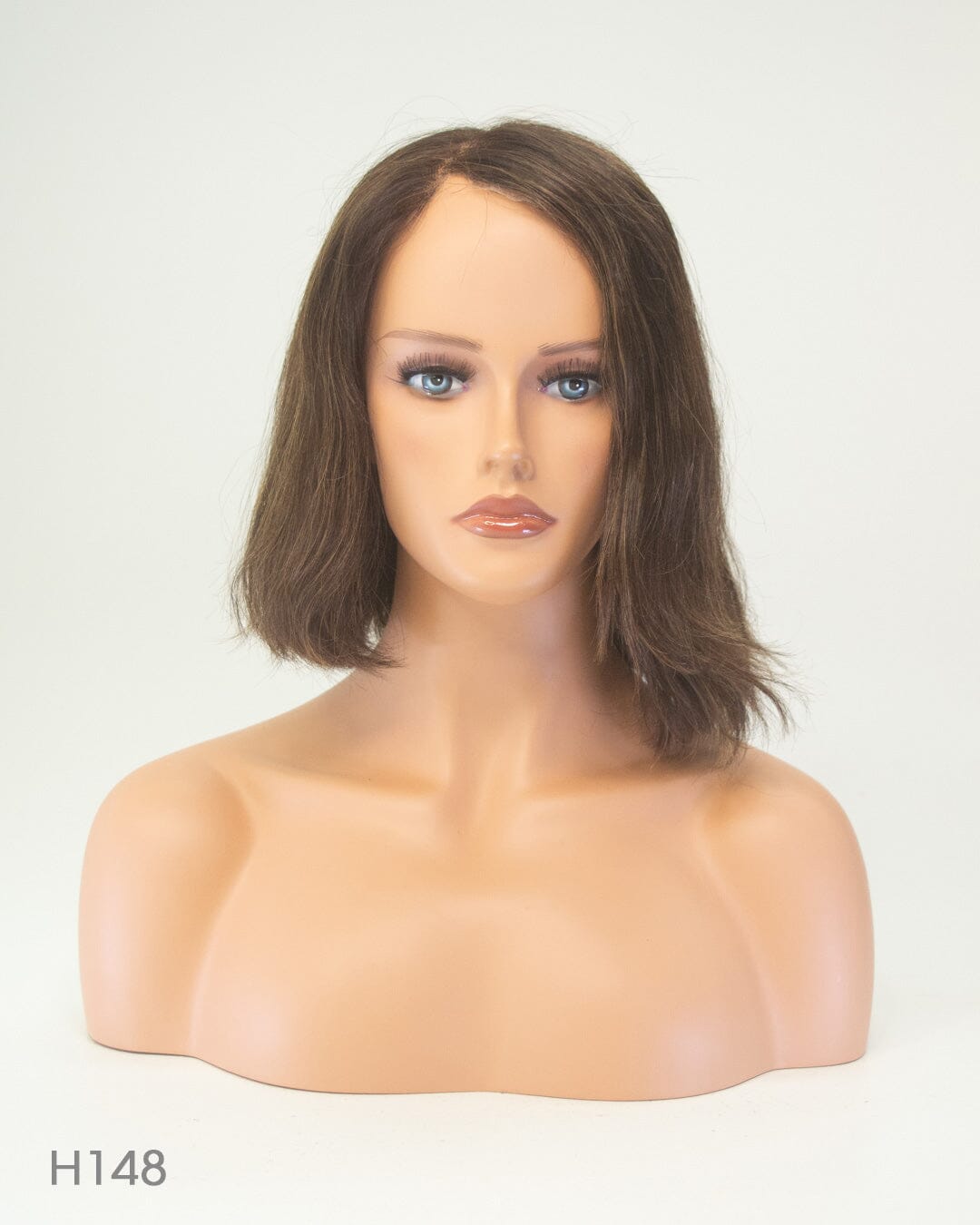 Dark Brown With Highlights 35cm Lace Front Human Hair Wig