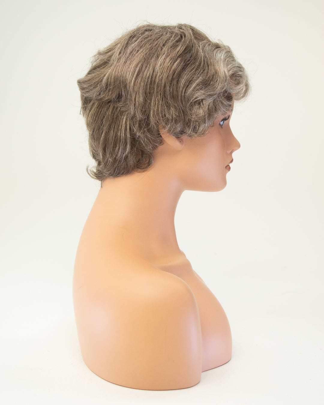 Grey Light Brown Curly 25cm Synthetic Hair Wig