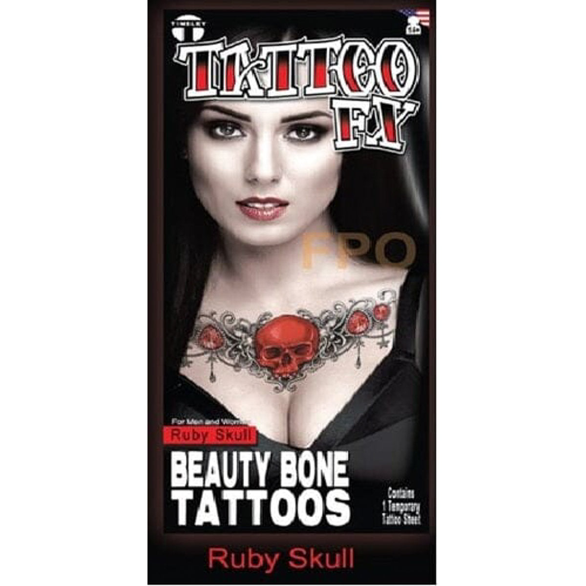 Temporary Tattoos- Beauty Bones Ruby Skull