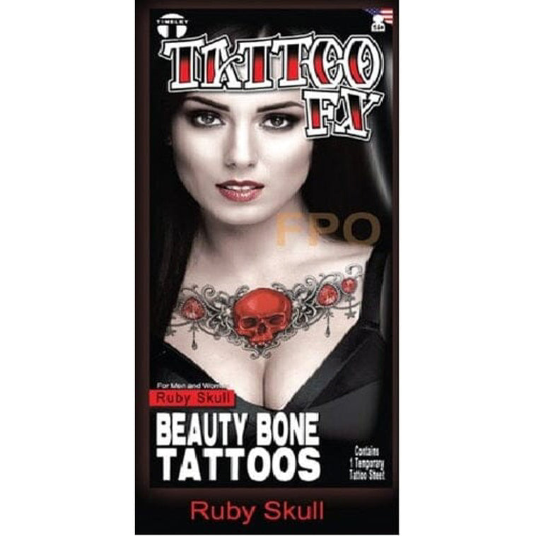 Temporary Tattoos- Beauty Bones Ruby Skull