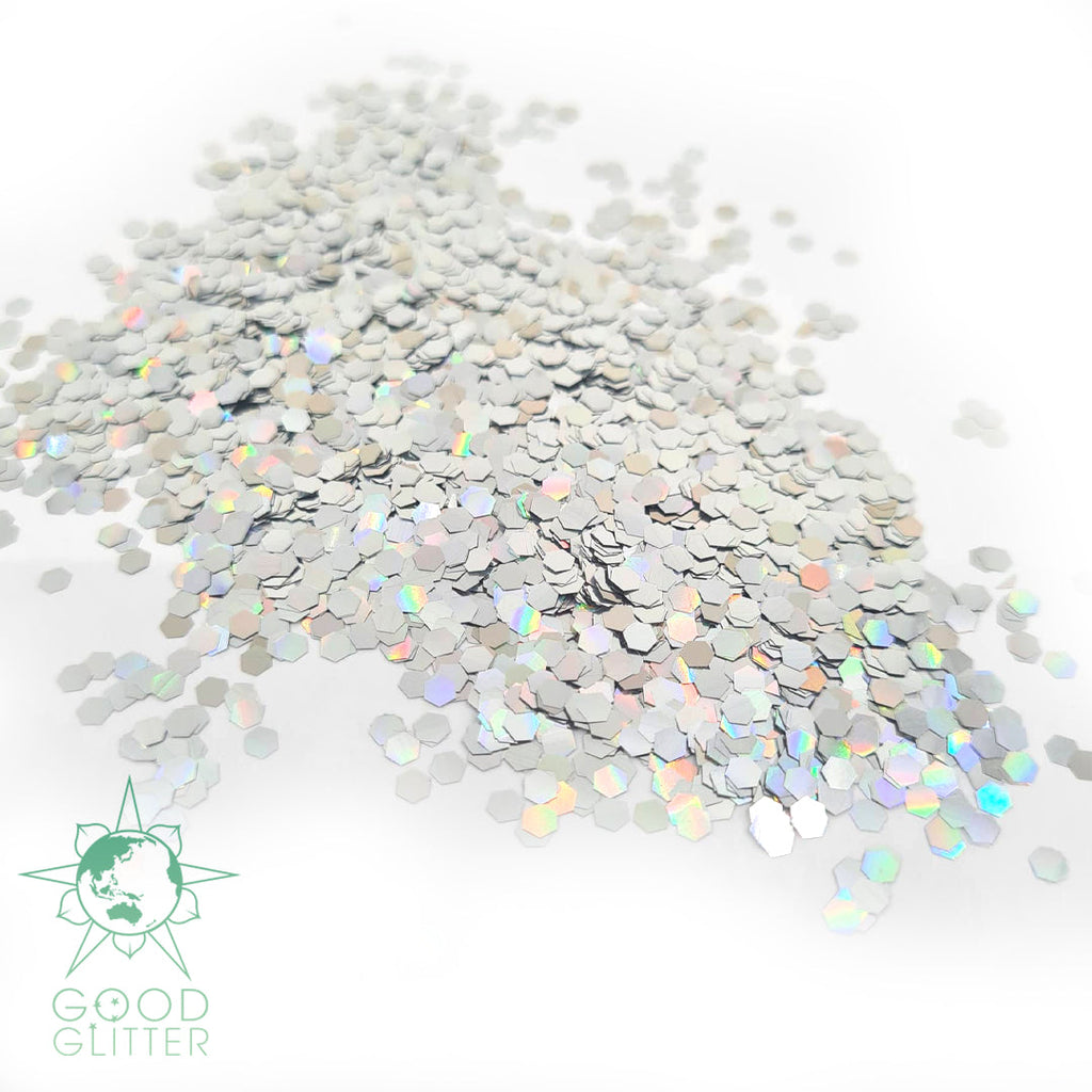 Silver Holographic Cosmetic Glitter Silver Prism, 10 Gram Jar –